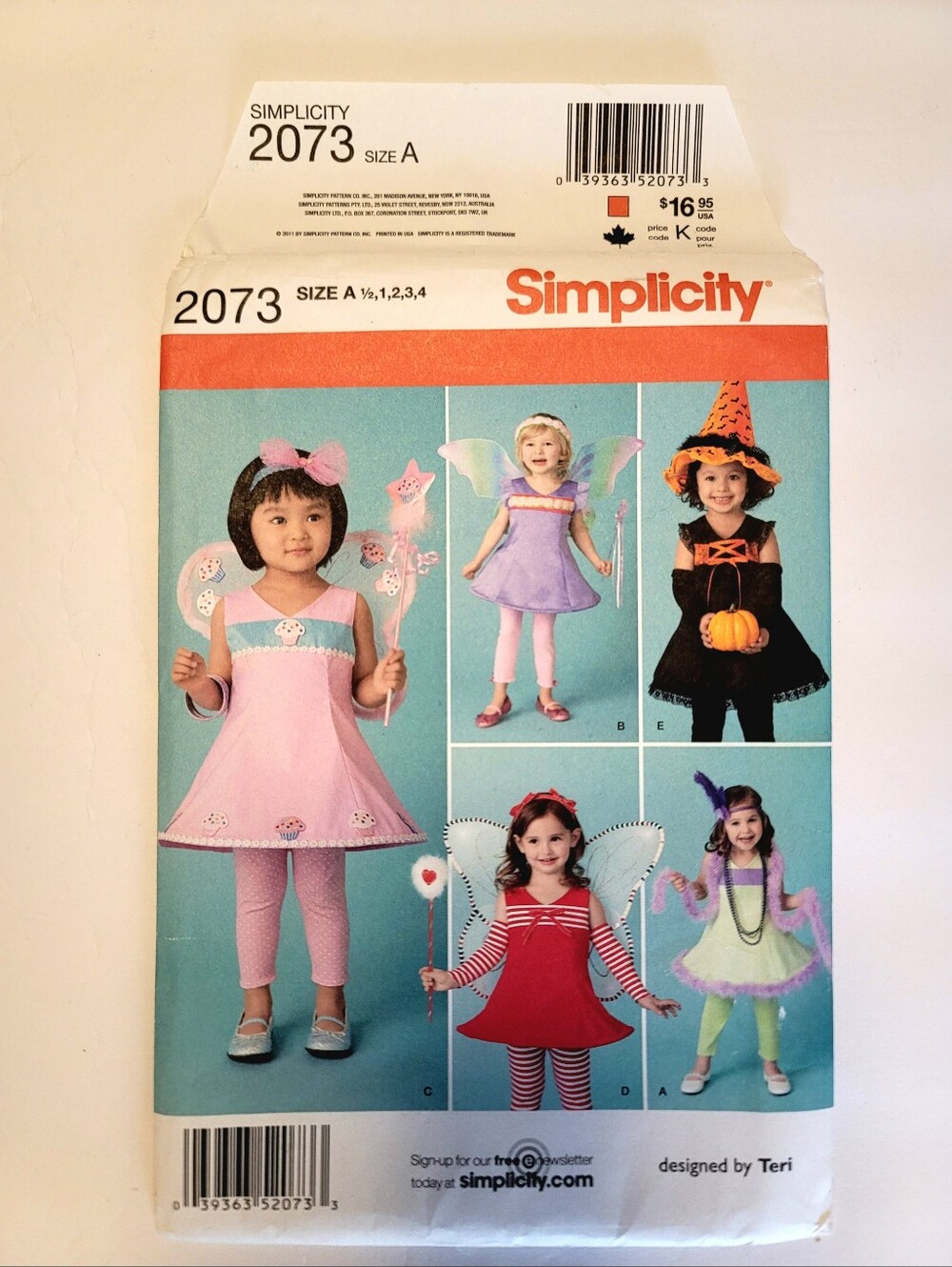 Simplicity 2073 Sz 1/2-4 Cute Halloween Outfits Baby Toddler Dresses & Leggings